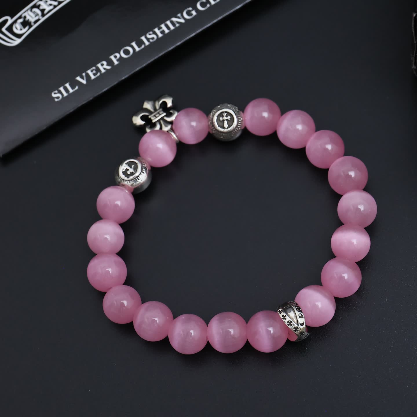 Chrome Hearts Beaded Bracelet with Fleur-de-lis Charms